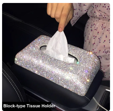 Upscale Crystal Diamond Car with Tissue Box Mobile Phone Holder Steering Wheel Coverladies Creative Auto Interior Accessories