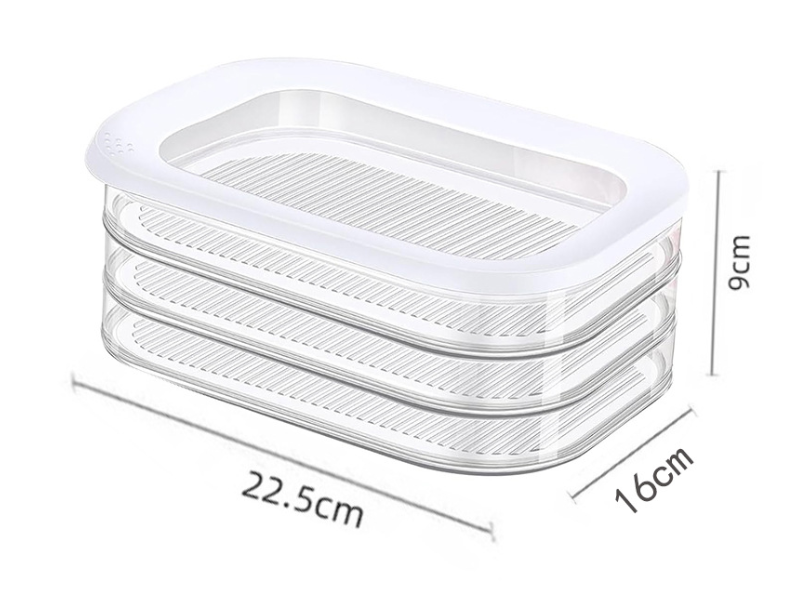 Deli meat box three-layer refrigerator sealed storage box bacon food storage box with lid transparent packaging fresh-keeping box
