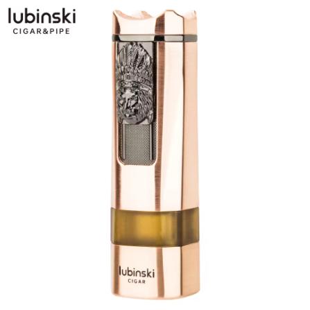 Lubinski Torch Lighter Triple Jet Flame Refillable Butane Cigar Lighter Windproof Lighter with Cigar Punch Rest Holder