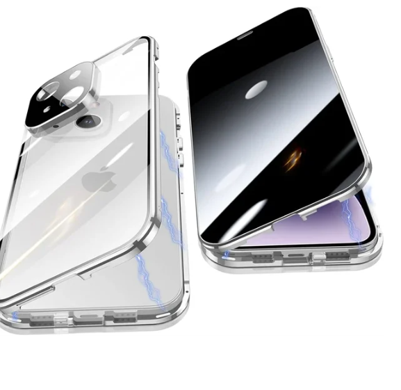 Magnetic Double Sided Buckle Metal Bumper Privacy Anti-spy Case for IPhone 15 14 13 12 11 Pro Max Plus 15Pro IPhone15 Full Cover