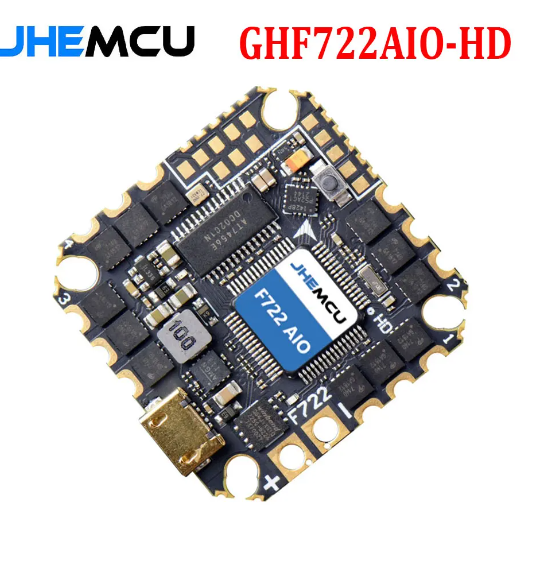 JHEMCU GHF722AIO-HD 40A AIO Flight Controller F722 FC Baro OSD BlackBox 40A 4in1 ESC 2-6S For RC FPV Freestyle Cinewhoop Drone