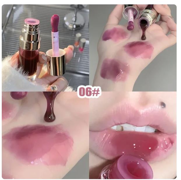 Jelly Violet Glass Lip Oil Moisturizing Transparent Plumper Lip Gloss Makeup Nutritious Liquid Lipstick Big Brush Lip Care