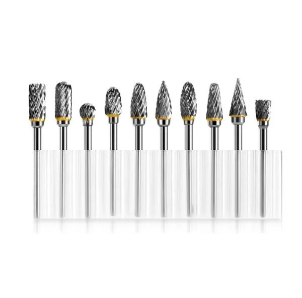 New 10 pcs 1/8" Shank Tungsten Carbide Milling Cutter Rotary Tool Burr Double Diamond Cut Rotary Dremel Tools Electric Grinding