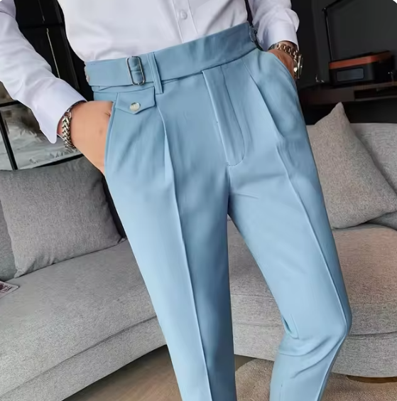 New Men's Suit Pants England Style Smart Casual Solid Slim Fit Straight Dress Pants For Men Formal Trousers Mens Clothing 2024