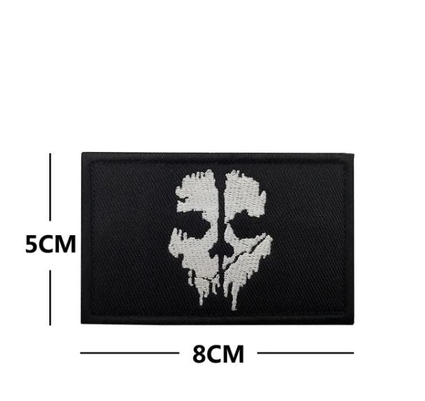 C-All of D-UTY Ghost Embroidered Patches Military Tactical Morale Reflective Hook & Loop Emblem Applique Badge Armband Sticker