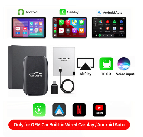 tv box car android auto,carplay wireless android auto,wireles radio video phone Cast tocar,carplay to android auto car accessory