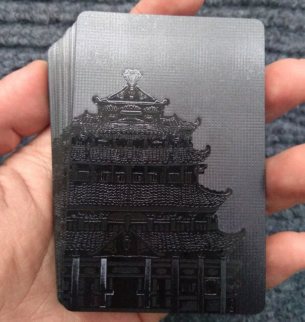 54pcs Waterproof Black Plastic Playing Cards Collection Black Diamond Poker Cards Creative Gift Standard Playing Cards