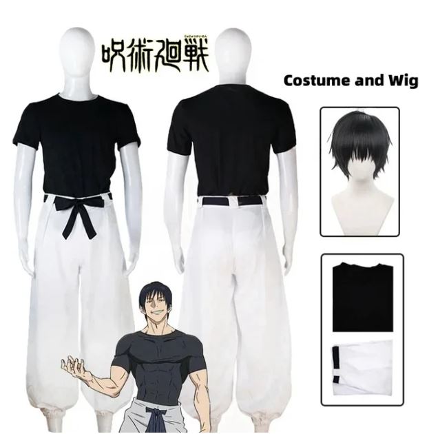 Anime Jujutsu Kaisen Season 2 Toji Fushiguro Cosplay Costume Wig Uniform Sorcerer Killer Halloween Costume for Women Men