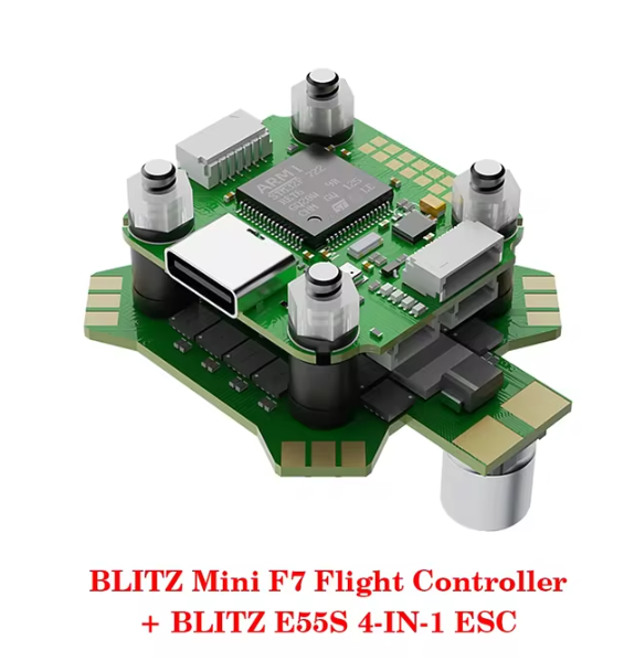 IFlight BLITZ Mini F7 OSD Flight Controller W/ BLITZ E55S 4in1 ESC 2-6S / 5.8GHz 600mW Adjustable VTX for RC FPV Racing Drone