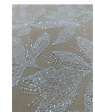 Beautiful bridal eyelash mesh sequins beaded fabric JIANXI.C-1308.4322 French net Fabric For party dress