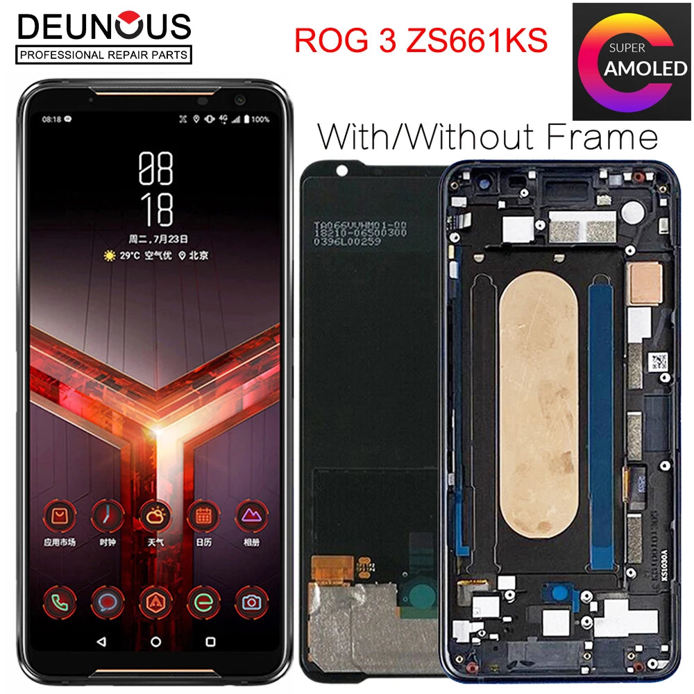 6.59" New Amoled For Asus ROG 3 ZS661KS LCD Display Screen+Touch Panel Digitizer For ROG Phone 3 Strix ASUS_I003DD