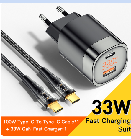 Essager 33W GaN USB C Charger Digital Display PD Fast Charging For iPhone 14 13 12 Max Pro iPad For Xiaomi Poco Samsung Charger