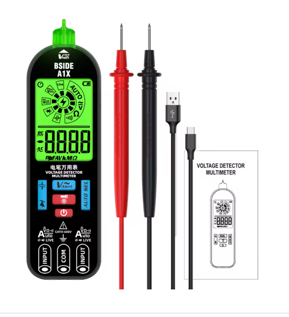 BSIDE A1X NEW Handheld Digital Multimeter Electric Test Pen Professional Voltage Resistance Diode Tester Live Wire Flashlight