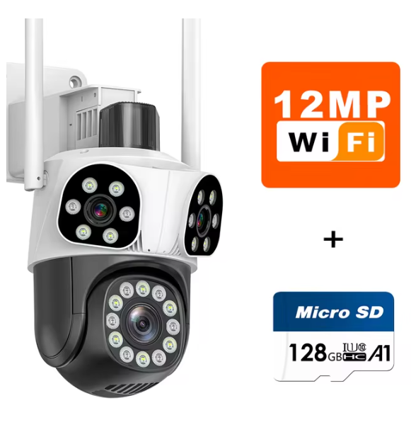 6K 12MP WiFi Camera Outdoor 10x Zoom Triple Lens Triple Screen Security Mobile Body Detection Outdoor IP CCTV Survalance