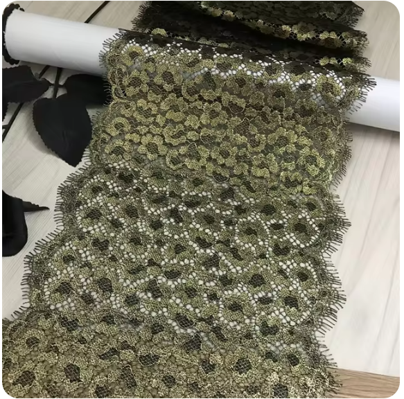Golden Foiled Lace Trim Chantilly Gold Lace Fabrics DIY Clothing Sewing Accessories Eyelash Lace for Garment Needle Work