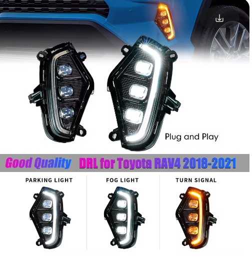 Pair of Car LED Fog Lamp For Toyota RAV4 2018-2021 Front Fog Light Bulb Car Running Light Auto LED Light Easy Install