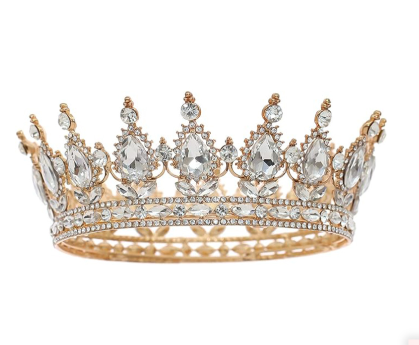European cross-border Baroque round crown alloy headdress bridal wedding dress accessories birthday adult ceremony round crown