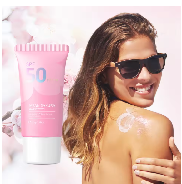 Sakura Sunscreen Cream Protector Facial Sun Block Spf50 Gel Isolation Lotion Cream Bleaching Creams Facial Moisturizer Repairing