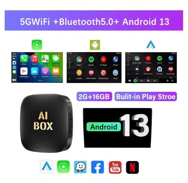 Android 13 CarPlay Smart Ai Box Android Wireless CarPlay Android Auto Adapter For Netflix For YouTube car intelligent systems