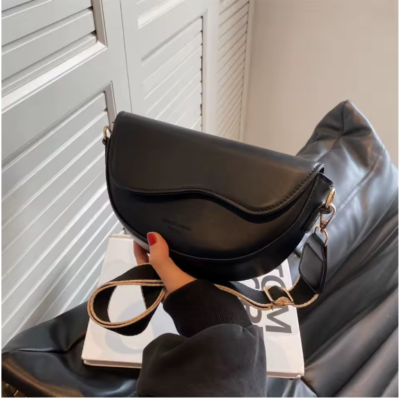 Fashionable Square Bags Women's Shoulder Bags Wide Shoulder Strap Bags Women's Handbags Solid Color PU Leather Crossbody Bag