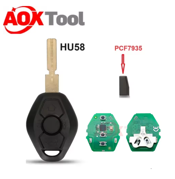 AOKTOOL 3 Button EWS System Car Remote Key For BMW E38 E39 E46 X3 X5 Z3 Z4 1/3/5/7 Series 315/433MHz ID44 PCF7935 Chip