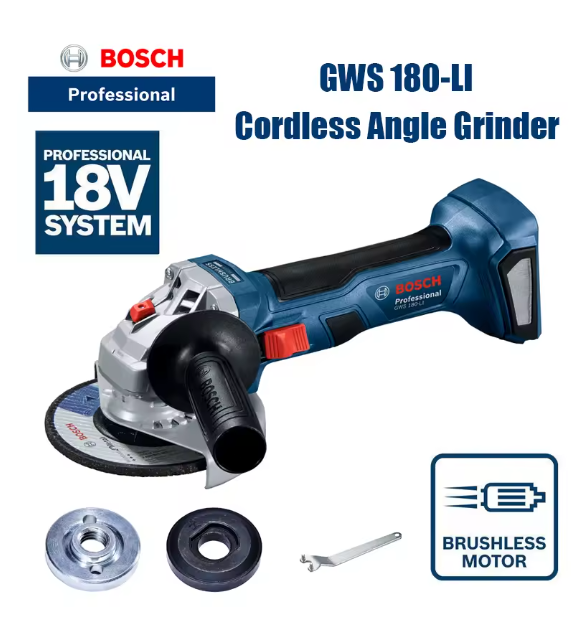 Bosch GWS 180-LI Cordless Brushless Angle Grinder Cutting Polishing Machine Bosch 18V Professional Power Tools (without battery)