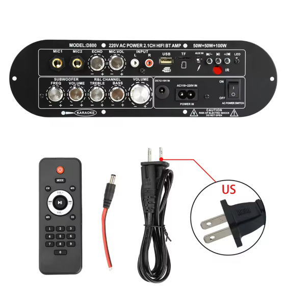 DC 12-19V D800 Bluetooth 5.0 Digital Amplifier Board 2.1 Channel 50WX2 100W Large Power Output for Home and Outdoor Sound System