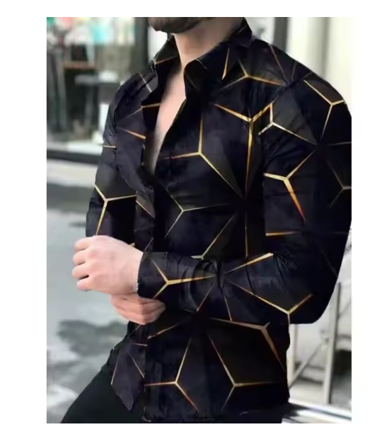Men's Hawaiian Long Sleeve Shirt Informal Luxury Casual Top with 3D Printed Flap Summer Fashion Lapel Clothes 2025 S-6xl