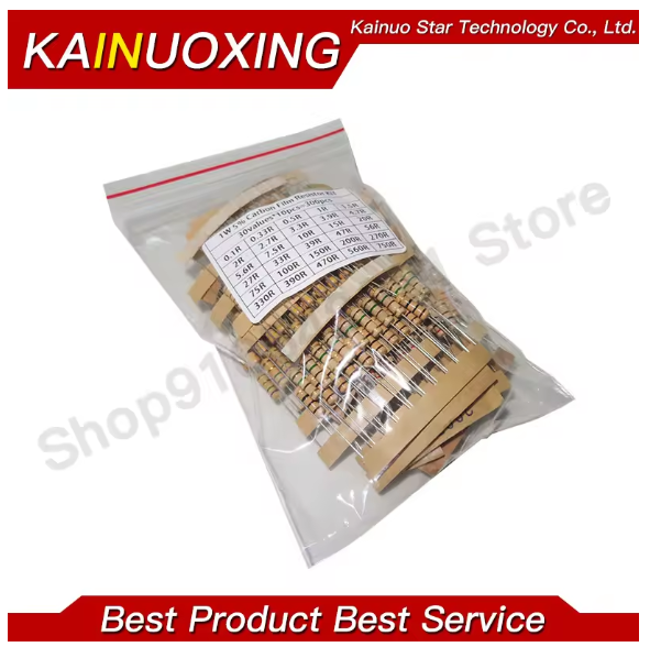 150PCS 300PCS Resistor Kit 1W 2W 3W 5W 5% 30values X 10PCS Carbon Film Resistance 0.1-750 ohm Set 1k-820K 30values X 5PCS