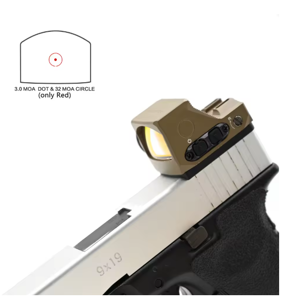 ROMEO-X 1x24mm 2&32 MOA Circle Dot Reticle Red Dot Sight w/Glock Mount Plate&Picatinny Mount MOTAC Airsoft Hunting RMS Footprint