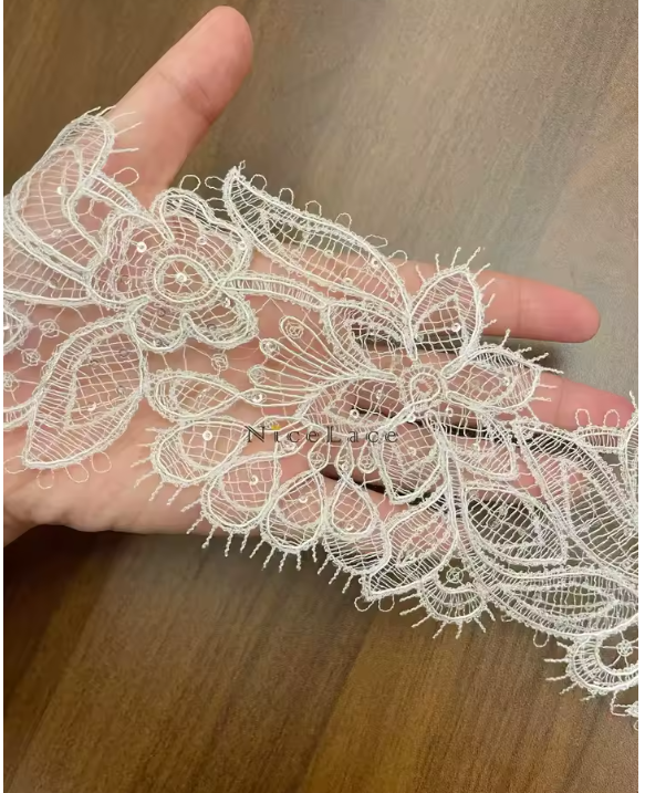 free shipping 5yards/lot Sequins Guipure trimming lace for Fashion cloth and dresses and Home Textile Decoration