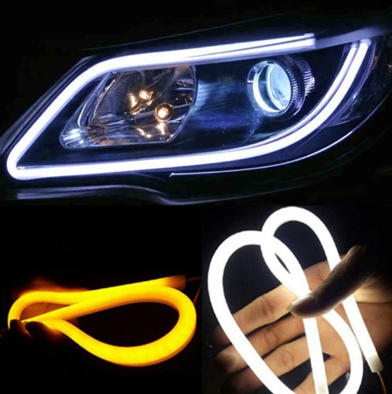 2pcs 12V 30cm 45cm 60cm Car DRL Flexible Tube LED Daytime Running Lights Turn Signal Angel Eye Car Styling Replacement Modified