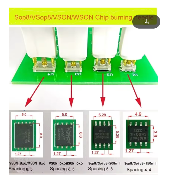 Good Quality 1pcs for Sop8 wson vson chip download burn write probe spring needle flash eeprom chip burner cable Sop8 wson