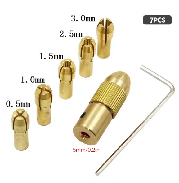 7Pcs/12pcs Brass Collet Mini Drill Chucks For Electric Motor Shaft Drill Bit Tool Chuck Adapter Quick Release Keyless Bit Adapt