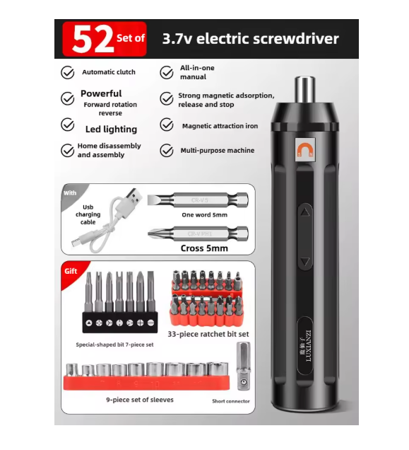 Mini Electric Screwdriver Set, Small Household Multifunctional USB Charging Hand Drill Tool
