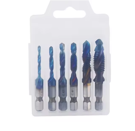 Hex Shank Titanium Plated HSS Screw Thread Metric Tap Drill Bits Screw Machine Compound Tap M3 M4 M5 M6 M8 M10 Hand Tools