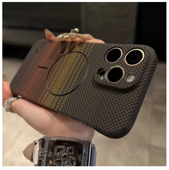 Ultra Thin Carbon Fiber Magsafe Wireless Charge Case for iPhone 16 15 14 Plus 13 12 11 Pro Max Frameless Kevlar Texture PC Cover