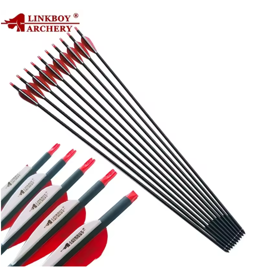 Linkboy Archery Mix Carbon Arrow Spine 500 28/29/30 Inch ID6.2mm Compound Traditional Bow Crossbow Hunting Accessories outdoor