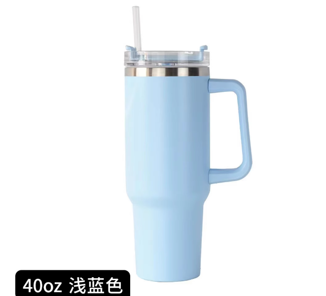 Cross-border manufacturer's new 40oz ice cup with handle, 304 stainless steel insulation cup with straw, car cup