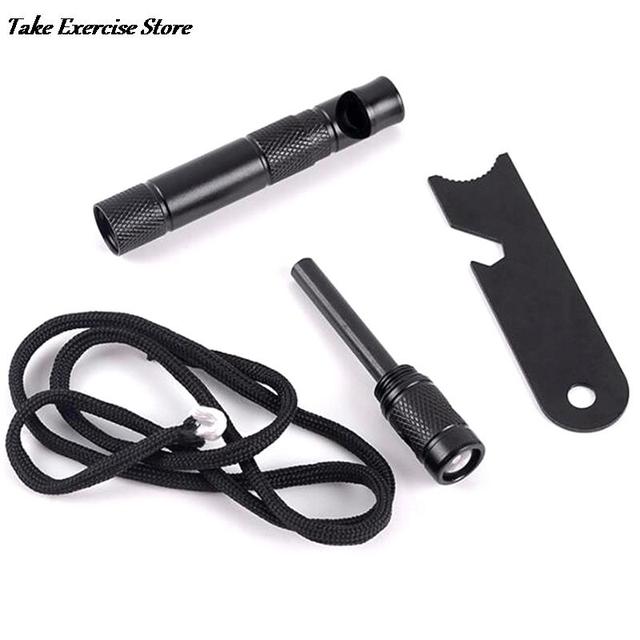 7-IN-1 MultiFunction Portable Outdoor Survival EDC Tool Emergency Whistle/Compass/Wrench/Ruler/Rope/Waterproof Case Pen Size Hot