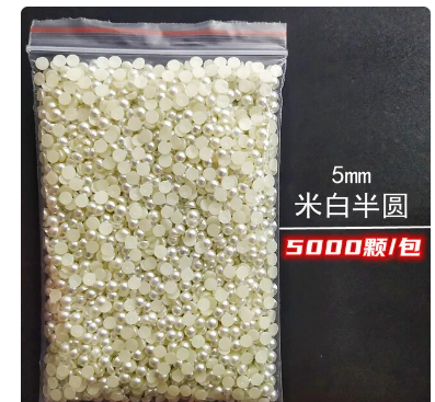 Wholesale 1 Pack 3000-10000PCS 1.5MM-6MM White Beige Flatback Semi Ball Pearls Nail Art Rhinestones Jewelry Manicure Charms