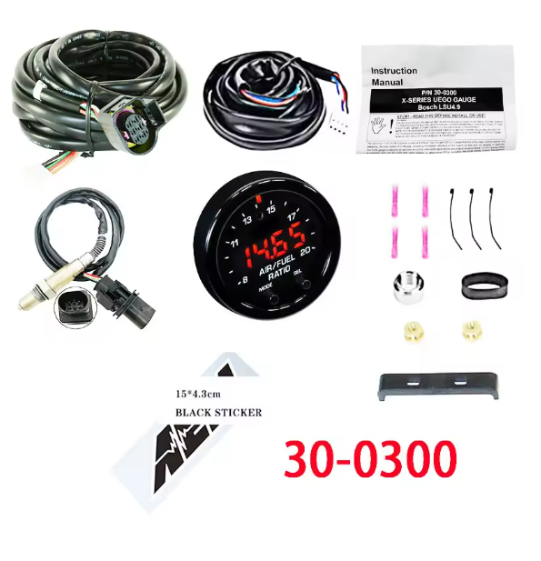 30-0300 30-4110 X-Series Wideband O2 Air Fuel Ratio Gauge Kit LSU 4.9 0258017025 Oxygen Sensor +15*4.3cm for AEM Decal