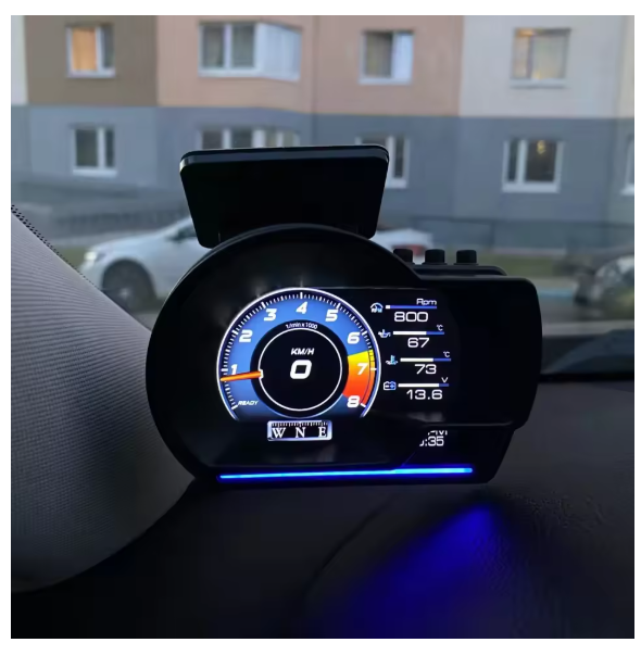 Newest A501 OBD2 Car Head Up Display HUD Smart Car Water&Oil temp Turbo RPM Gauge Digital Odometer Security Alarm Auto Meter