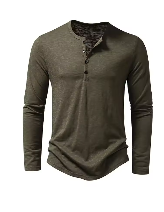 Fashion Men's Long Sleeve T-Shirt Bamboo Cotton Henley Polo Shirt Fashion Men's Long Sleeve T-Shirt tops