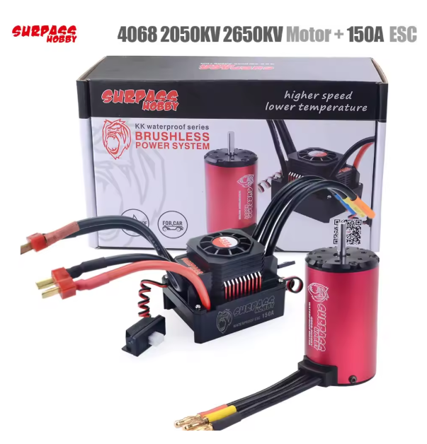 SURPASS HOBBY KK Waterproof Combo 4068 2050KV /2650KV Brushless Motor with 120A /150A Brushless ESC for 1/8 RC Drift Racing Car