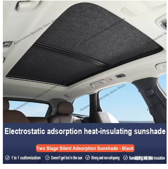 For Suzuki Vitara LY 2015~2026 Car Panoramic Sunroof Insulation Roof Visor Electrostatic Adsorption Suede Fabric Sun Protection
