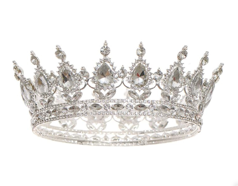 European cross-border Baroque round crown alloy headdress bridal wedding dress accessories birthday adult ceremony round crown