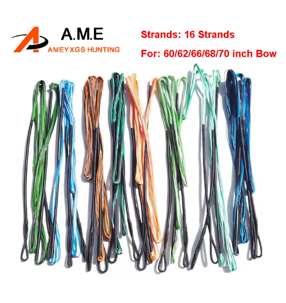1pc Archery Bowstring 16 Strands Replacement String for 60/62/66/68/70inch Traditional Recurve Longbow Hunting Target Shooting