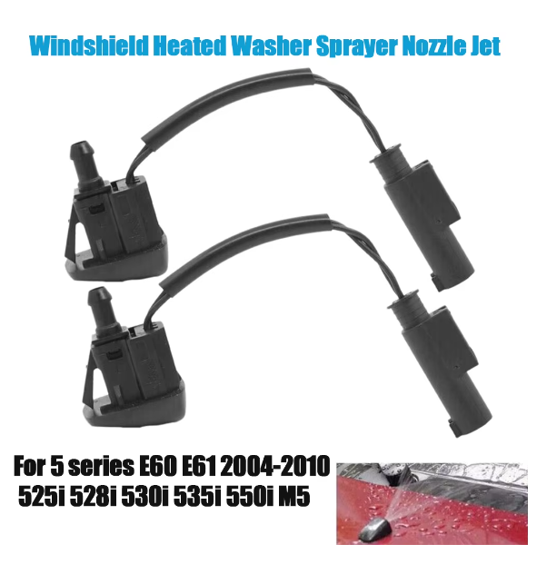 1 Pair Windshield Heated Washer Sprayer Nozzle Jet 61667046060 For-BMW 5 Series E60 E61 2004-2010 525I 528I 530I 535I