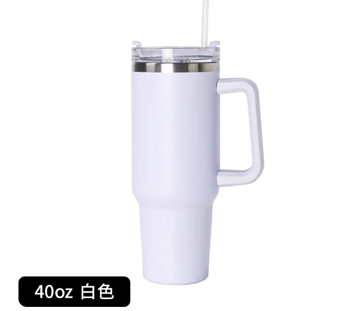 Cross-border manufacturer's new 40oz ice cup with handle, 304 stainless steel insulation cup with straw, car cup